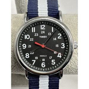 Timex Indiglo Mens Watch V5 2011 New Battery 38MM 8.5" Nylon Band H76